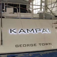 Enseigne de Yacht Personnalisée Lumineuse à LED, Lettres en Acier Inoxydable 316 Éclairées par LED, Enseigne Étanche 3D pour Nom de Bateau, Utilisation pour Navires