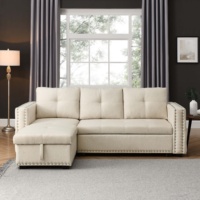 Hersteller Schlussverkauf günstig Großhandel Montage Beige Leinen Wohnzimmer Sofa-Set weißes Ausziehbares Sofabett für kleine Räume