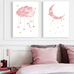 Affiche nordique pour enfants huile sur toile Art pépinière <span class=keywords><strong>chambre</strong></span> de fille rose décoration murale peinture décorative pour la maison des enfants - Product Image 4