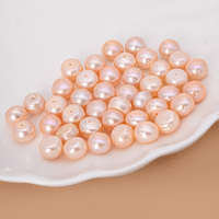 Perles de culture d'eau douce naturelles, rose pêche, 10-10,5 mm, à dos plat, en forme de bouton, haute brillance, pour clous de luxe