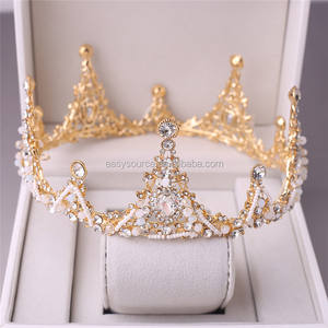Diadème baroque en strass RE4117, couronne de mariée faite à la main pour les Quinceañeras - Product Image 1