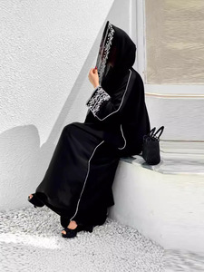 Thổ Nhĩ Kỳ Thời Trang Mới Thanh Lịch Thêu Crepe Vải Abaya Kaftan Set Với Khăn Hai Mảnh Ăn Mặc Cardigan Bộ Cho Phụ Nữ MS033 - Product Image 3