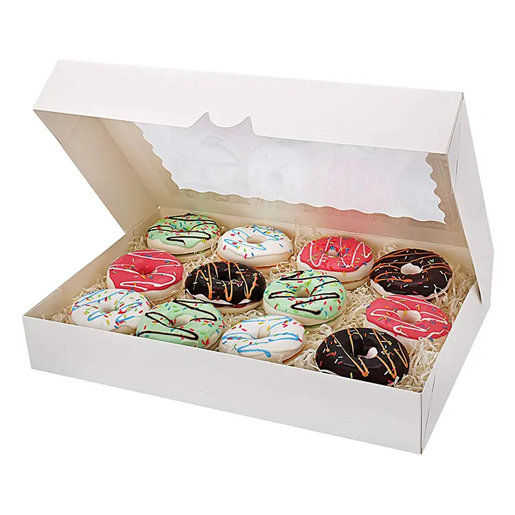 Eko dostu özel tasarım mat laminasyon 3X3 9x9 20x7x4 orta beyaz derin ayarlanabilir ekmek kek kutuları ile temizle pencere