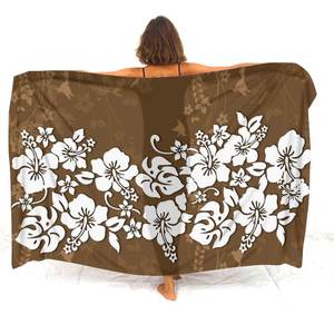 高品質カスタムレディースサマーエスニックスタイルビーチラヴァラヴァサロングフラワーフィジーポリネシアントライバルプリントサロングショールスカーフ - Product Image 4