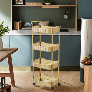 Le support de rangement transparent pour chariot peut être déplacé de deux à quatre étages, support de rangement polyvalent pour salon et cuisine - Product Image 3