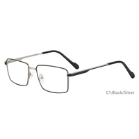 Monturas de Gafas Metálicas Rectangulares Clásicas FEROCE para Hombre 9145, Diseño Bicolor con Bisagra de Resorte Reparable