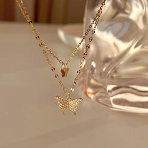 สร้อยโซ่จี้ผีเสื้อสีเงินสร้อยโชคเกอร์แบบชั้นนางฟ้าเครื่องประดับโซ่อันงดงามสำหรับ <span class=keywords><strong>Eboy</strong></span> Eegirl ผู้หญิงผู้ชาย - Product Image 1