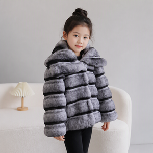 Girls Faux <strong>Fur</strong> Winter <strong>Coat</strong> Gradient Color Baby Soft Texture Padded Outerwear for Kids - Product Image 5