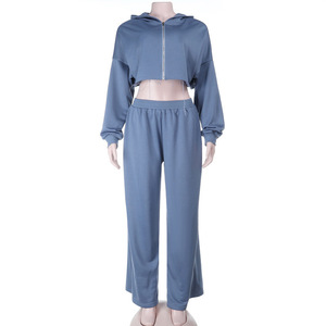 Expolsive sờn-cạnh cơ bản trùm đầu thể thao giản dị áo len và quần của phụ nữ hai mảnh thiết lập thời trang - Product Image 3