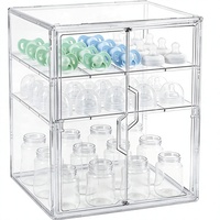 Organisateur de rangement pour biberons en plastique de qualité supérieure à 3 niveaux avec portes magnétiques doubles hermétiques et gain de place