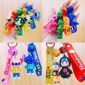 Porte-clés en gel de silicone motif dessin animé pour hommes et femmes, pendentif de sac à dos raffiné, cadeau pour machine à griffes, petit cadeau de marché nocturne, vente en gros, avec cordon large - Product Image 2