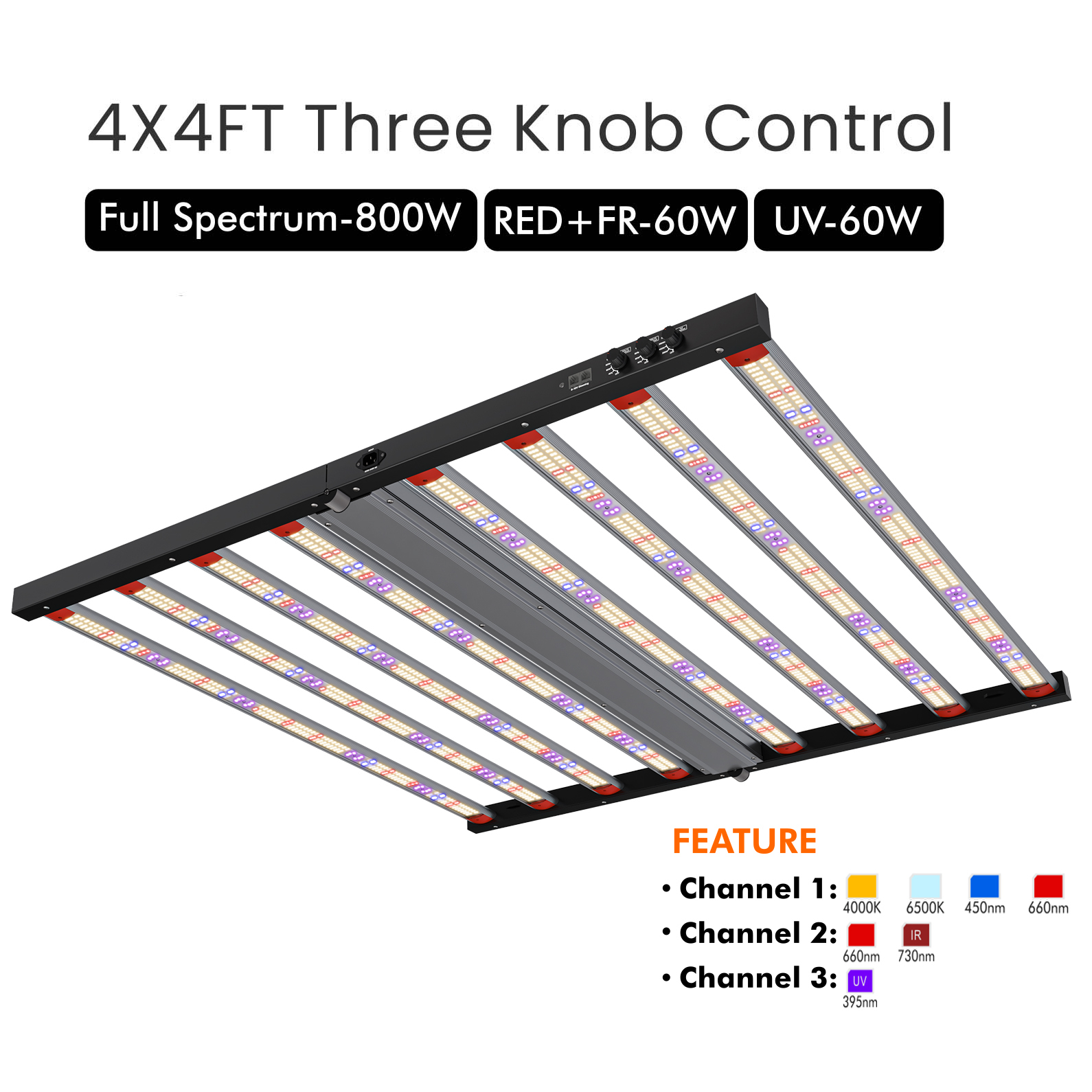High Power Commercial Aluminum IP68 LED Grow Lamp 60W UV 60W IR 3-Channel for Light Bar for Greenhouse Indoor Plants