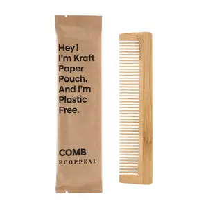 Ramah lingkungan FSC bersertifikat plastik gratis kerajinan kertas paket pijat rambut perjalanan sisir bambu alami untuk Hotel