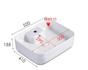 Lavabo salle de bains rectangulaire en céramique, lave-<span class=keywords><strong>main</strong></span>, sacs de salle de bains, comptoir, <span class=keywords><strong>lavage</strong></span> à la <span class=keywords><strong>main</strong></span>, avec trou de robinet, nouveau 2020 - Product Image 5