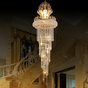 Venda quente Guangzhou design moderno luxo grande escadaria lobby hotel gerente cristal lustre luz