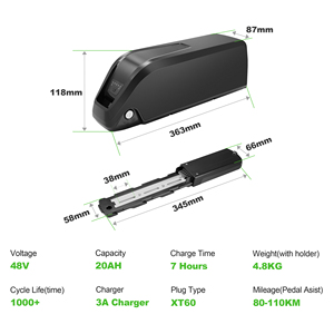 Accesorios para Bicicletas Eléctricas Ridstar, Batería de Litio de 48v 52V 15Ah 20Ah, Piezas y Accesorios para Baterías de Bicicletas, Batería para Bicicleta Eléctrica Q20 Q2 - Product Image 6