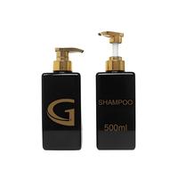 Bouteille carrée en plastique noir de 500 ml avec pompe dorée, vide, pour shampoing, savon liquide, cosmétiques, en PETG, vente en gros