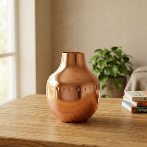 <b>Copper</b> Plated Iron Tabletop <b>Vase</b>-Lightweight Luxury Design for Parties - Product Image 2