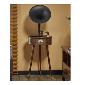 Retro Multi Function Floor <b>Standing</b> Gramophone <b>Speaker</b> With FM Radio For Home Living Room Use USB TF Card Slot Wood Material - Product Image 5