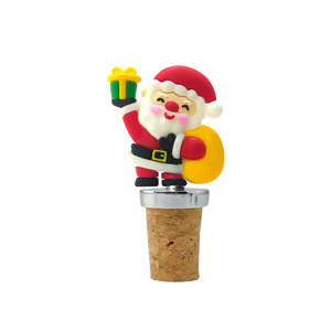 Christmas Wine Stoppers Santa Claus Design Wooden Corks Bottle Sealers For Holiday Decorations - Product Image 3