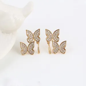 Pendientes de circonia cúbica sintética para mujer, aretes pequeños, zirconia, circonita, zirconita, forma de mariposa, estilo animal, 92707