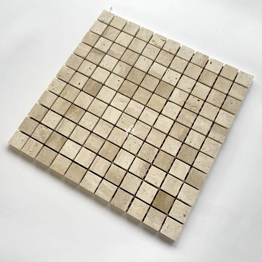 Kewent khảm vuông nhỏ màu be travertine đá cẩm thạch Gạch Mosaic