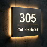 Plaque de porte lumineuse moderne, signalétique rétroéclairée par LED, numéro de chambre pour hôtels, appartements, bureaux, plaque de porte en acrylique