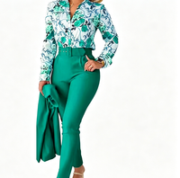 Ensemble Pantalon et Haut à Manches Longues en Polyester pour Femme, Style Printemps Décontracté Chic et Élégant, sans Veste, Idéal pour le Quotidien et le Travail
