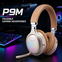 Audífonos P9M Plegables Over-Ear, 5.3 Estéreo, Efectos de Luz RGB, para Juegos y DJ, Cancelación Activa de Ruido, Sonido Hi-Fi, Micrófono Integrado