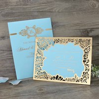 Tarjetas de Invitación Árabes con Corte Láser de Encaje, Tarjetas de Invitación de Cumpleaños Personalizadas, Invitaciones con Borde de Encaje Dorado
