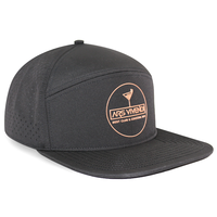 Casquette de baseball unisexe HS15 Hip Hop imperméable à 6 panneaux, visière plate, perforations laser, logo personnalisé OEM, pour activités de plein air et randonnée
