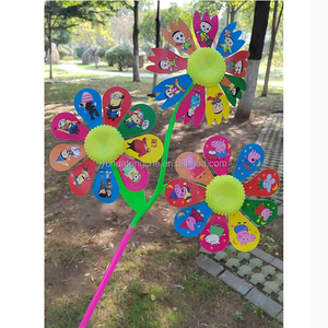 Neue Plastik-Cartoon-Blumen-Windmühle DIY-Malspielzeug für Kinder Pädagogisches Outdoor-Gartendekoration Geschenk Handwerk Lernspielzeug - Product Image 6