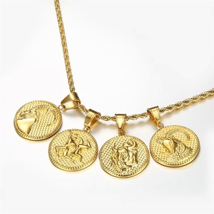 Collar de Acero Inoxidable Chapado en Oro de 18K con Signo <span class=keywords><strong>del</strong></span> Zodiaco, Joyería de Moda Impermeable para Mujer - Product Image 1