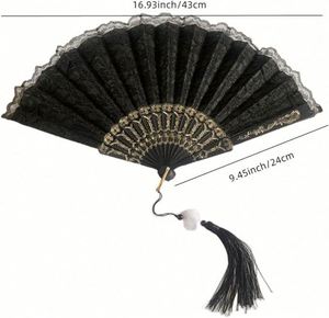 Éventail pliant noir grand format personnalisé imprimé, modèle ange d'art populaire, cadeaux d'affaires, souvenirs, bambou peint, musique - Product Image 6
