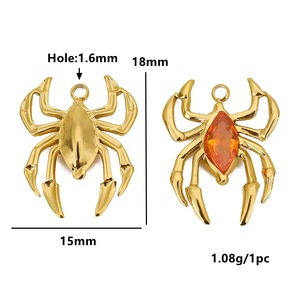 Colgante de araña de acero inoxidable con incrustaciones de circonita para la elaboración de collares, colores variados - Product Image 2