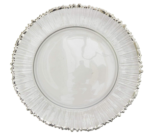 Plato de Porcelana Dorado de 33 cm, Plato de Servir Redondo de Lujo Transparente <span class=keywords><strong>para</strong></span> Decoración de Bodas - Product Image 1