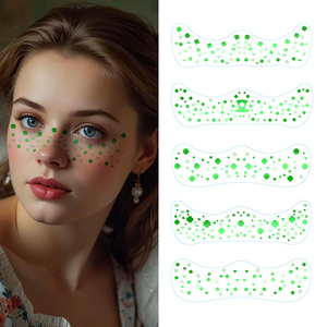 San Patrizio giorno oro verde lentiggini adesivi trifoglio <span class=keywords><strong>quadrifoglio</strong></span> impermeabili tatuaggi temporanei decalcomanie per il trucco della festa - Product Image 4