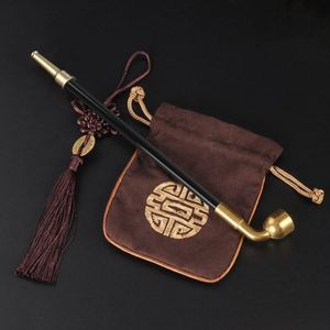 Pipa de Fumar de Latón Tradicional Vintage de Tallo Largo, Accesorio para Fumar Tabaco con Boquilla de Cobre para Hombre, Regalo Retro - Product Image 2