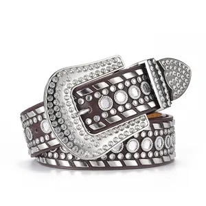 Cinturón con incrustaciones de diamantes de imitación para mujer, cinturón occidental con diamantes de imitación brillantes, gran oferta