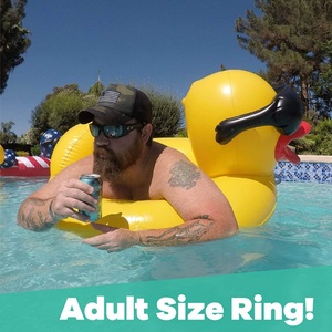 Custom Large Duck, 4 Feet Wide Inflatable Ring Float for Adult <b>Pools</b>. Inflatable Duck Swimming Ring - Product Image 3