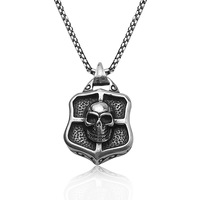 Collier tendance punk à tête de mort pour homme, en alliage, style européen et américain, nouveau pour Halloween, polyvalent