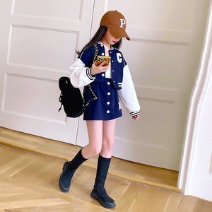 Ensemble de vêtements de sport pour filles de 5 à 12 ans, 2 pièces, bleu camel, printemps-hiver 2022, veste + jupe - Product Image 4