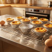 TR206 20ml Barquettes jetables en aluminium avec couvercle, qualité alimentaire, recyclables, pour tartelettes, mini-desserts, gâteaux au chocolat