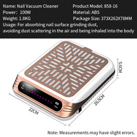 Aspirateur à poussière pour ongles rechargeable avec écran tactile et vitesse réglable, couvercle magnétique en acier inoxydable + filtre amovible pour salon/maison