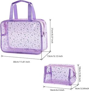 Travel Cosmetic Bag with Handle Durable PVC Material Washbag Zipper Opening Design for Makeup Travel Organizer or Gym - Product Image 2