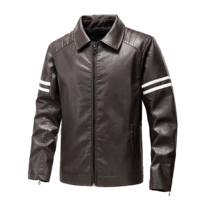 Blouson de moto en cuir de haute qualité pour la course, noir/rouge/marron, avec fermeture éclair, col montant, sans poches