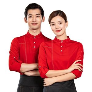 Camisa de Trabajo de Manga Larga para Cafetería, Restaurante, Hotel, Uniforme Personalizado con Logotipo OEM/ODM para Personal de Servicio, Camarero, Camarera - Product Image 1