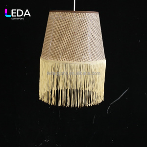 Lámpara Colgante LEDA de Mimbre con Borlas, Estilo Boho, Pantalla Tejida, Color Personalizado para Decoración de Techos en Bodas, Eventos y Fiestas - Product Image 5
