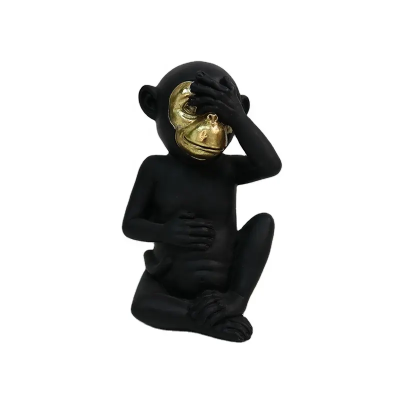 modern resin no see animal sculpture tabletop crafts black monkey