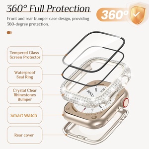Étui de montre pour femme avec protection d'écran HD, coque en PC, étui étanche pour montre intelligente, étui brillant pour <span class=keywords><strong>Apple</strong></span> <span class=keywords><strong>Watch</strong></span> Series 9/8/7 - Product Image 4